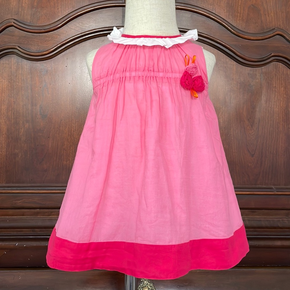 Mayoral Pink Dress 12M Baby Girl Sleeveless Summer Dress Floral Boutique Style